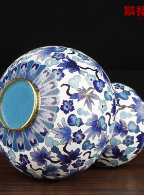 景裕泰铜中式客厅手工艺品景泰蓝