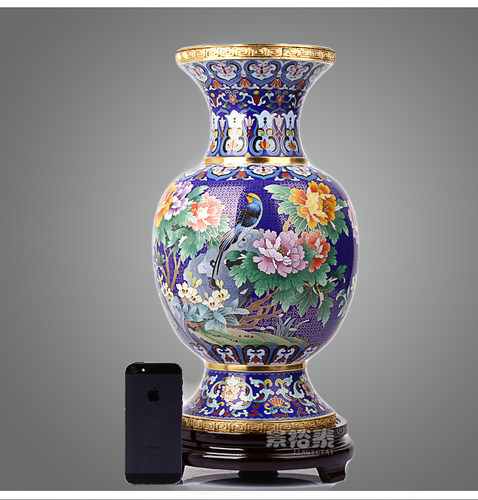 15寸景泰蓝花瓶铜胎珐琅乔迁书房家居外事商务摆件工艺品收藏礼品 - 图3