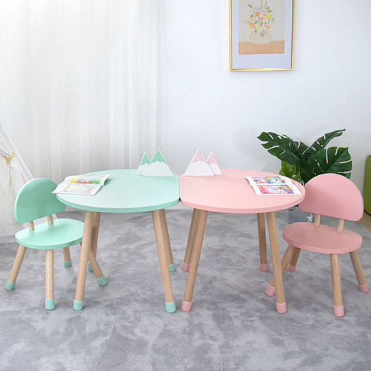 Ins children's writing table and chair children's room mushroom umbrella table kindergarten baby game writing combination solid wood table and chair
