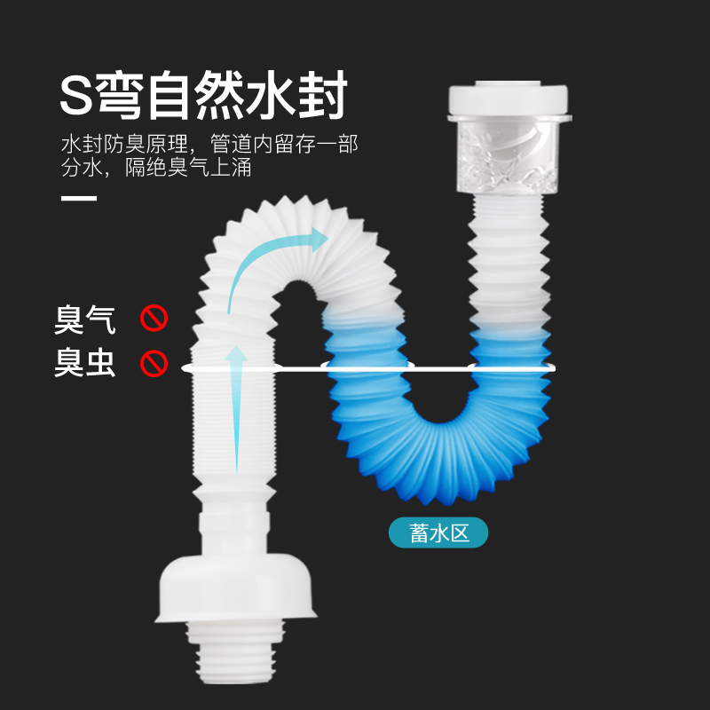 潜水艇浴室柜防臭下水管卫生间洗脸手盆面盆排水管台盆下水器配件 - 图1