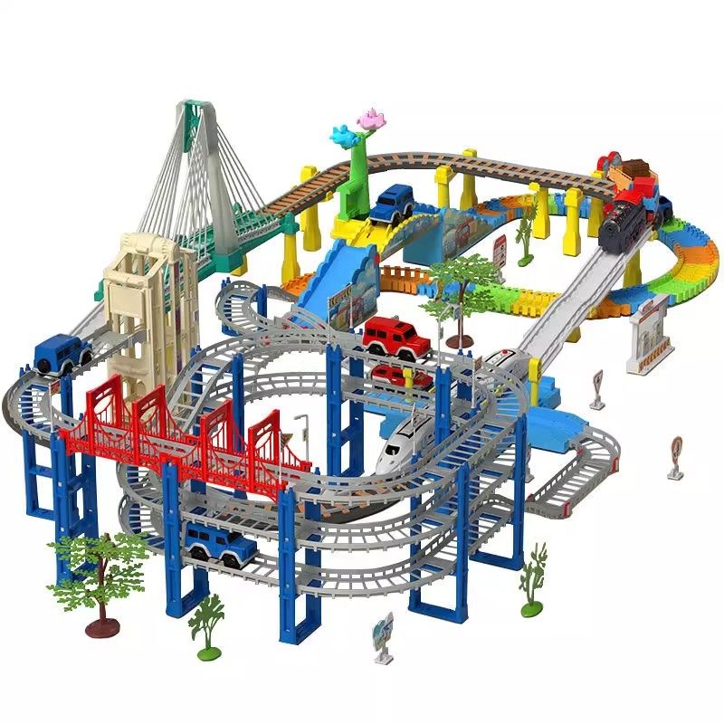 高铁小火车电动轨道儿童男孩玩具多层城市建筑场景模型闯关大冒险,淘宝优惠券,粉丝福利购,淘宝优惠卷