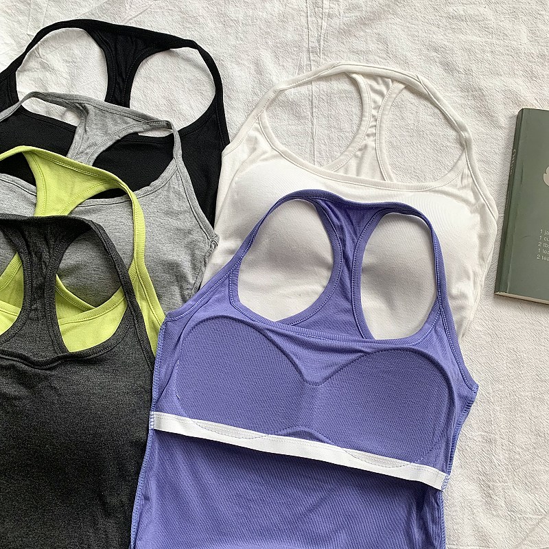 新款背心固定杯垫聚拢防震跑步瑜伽运动健身美背吊带打底单穿百搭 - 图1