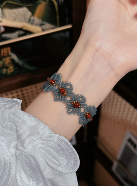 XL032•新中式国风蕾丝镂空串珠颈链choker（材料包&成品）