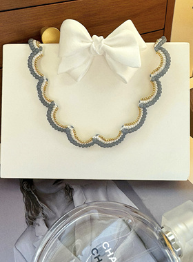 XL005•小众波浪设计花型串珠项链颈链（材料包&成品）