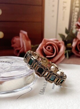 SL077•复古宫廷风祖母绿包钻串珠手链手镯（材料包&成品）