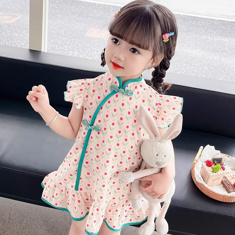 女童汉服连衣裙夏季2025新款夏款洋气中国风宝宝儿童夏装旗袍裙子 - 图1