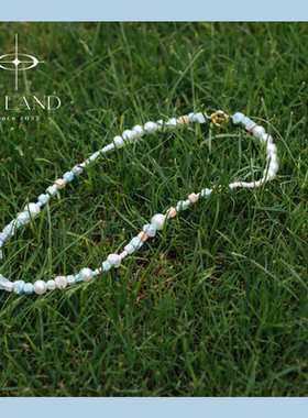 NCLand-远山-原创设计天然珍珠玉石珠串叠戴项链镀金锁骨链手链