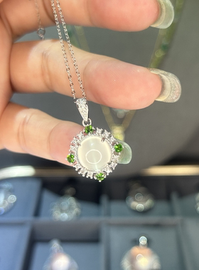 S925银天然橄榄石戒指吊坠百搭女