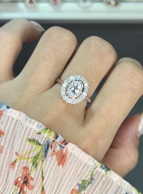 天然海蓝宝戒指S925银轻奢精致女