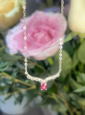 项链天然红宝石项链女小众设计感