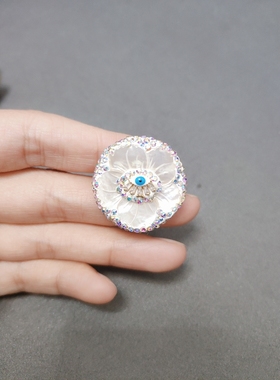 天然海底白贝土耳其眼睛活口戒纯手工雕刻蜜蜡玫瑰花恶魔之眼戒指