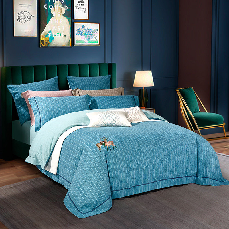 富丽真金抗菌纯棉全棉四件套双面磨毛秋冬加厚三件套单双人套件