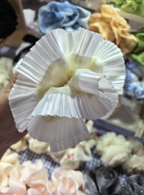 百褶花边双层发圈中号盘发丸子头发饰头绳质感甜美头花新款皮筋女