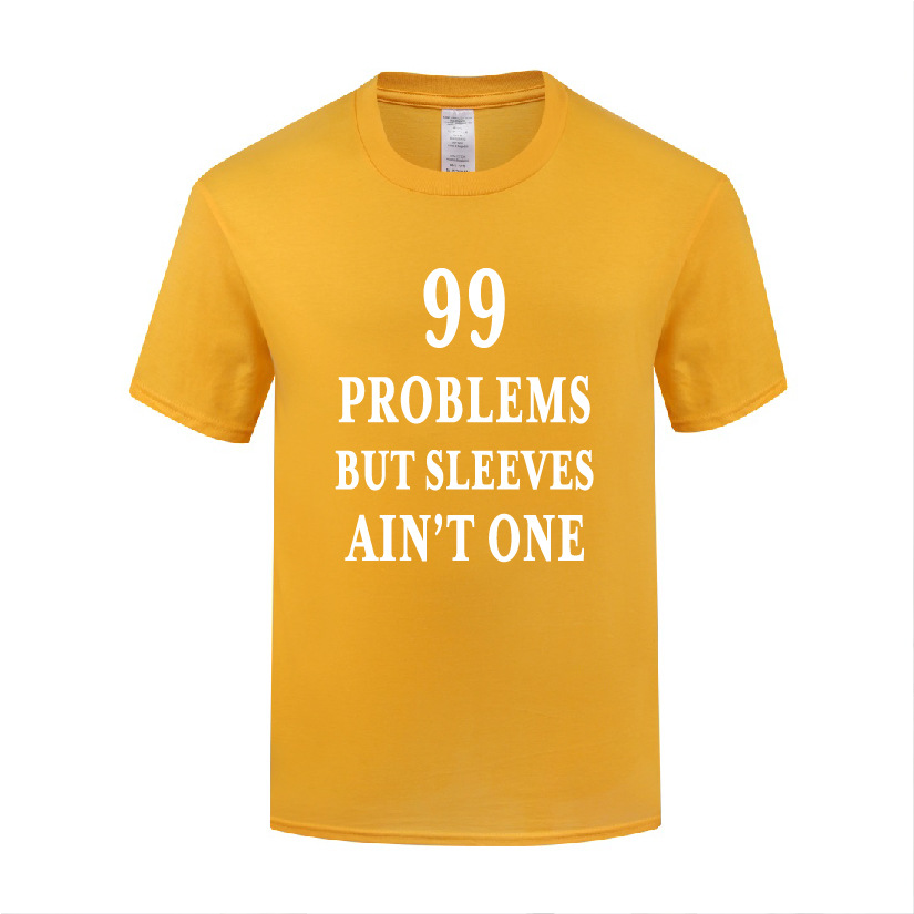 搞笑健身音乐短袖棉T恤男宽松99 Problems But Sleeves Ain't One - 图3