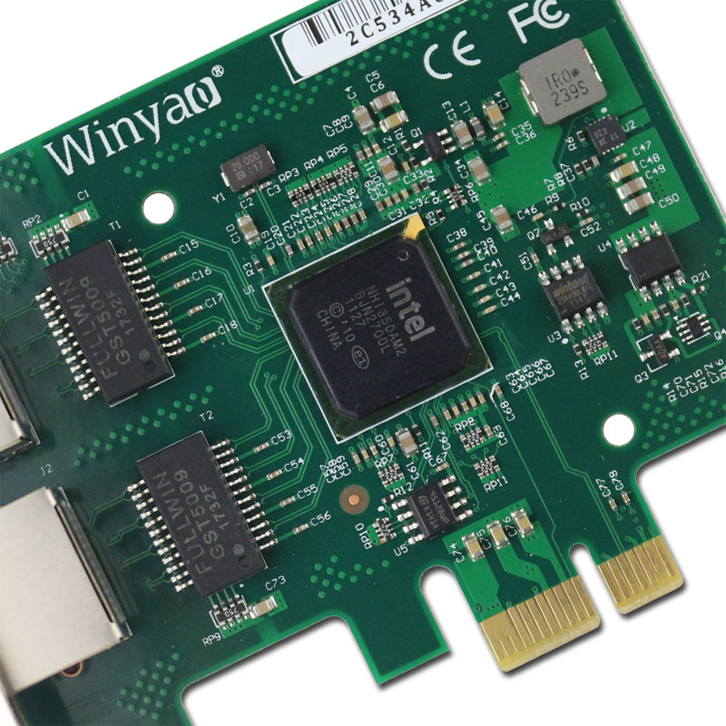 Winyao E350T2 PCI-e X1 RJ45双口千兆网卡 intel i350T2软路由1000M - 图1