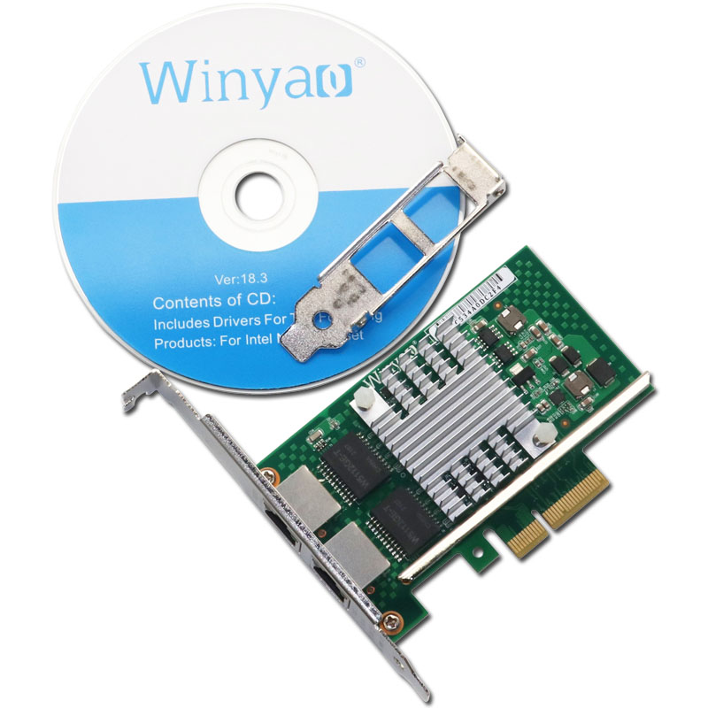 Winyao WYI350-T2V2 PCI-e X4服务器双口千兆网卡inteli 350-T2  Ethercat (twincat 3)主站网卡 - 图0