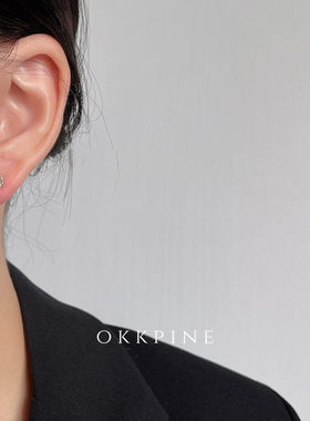 okk pine 简约精致立体几何方形锆石耳钉骄阳似我赵今麦同款耳环