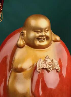 郑家匠【大肚笑佛】弥勒佛铜摆件家居装饰客厅玄关办公室工艺品