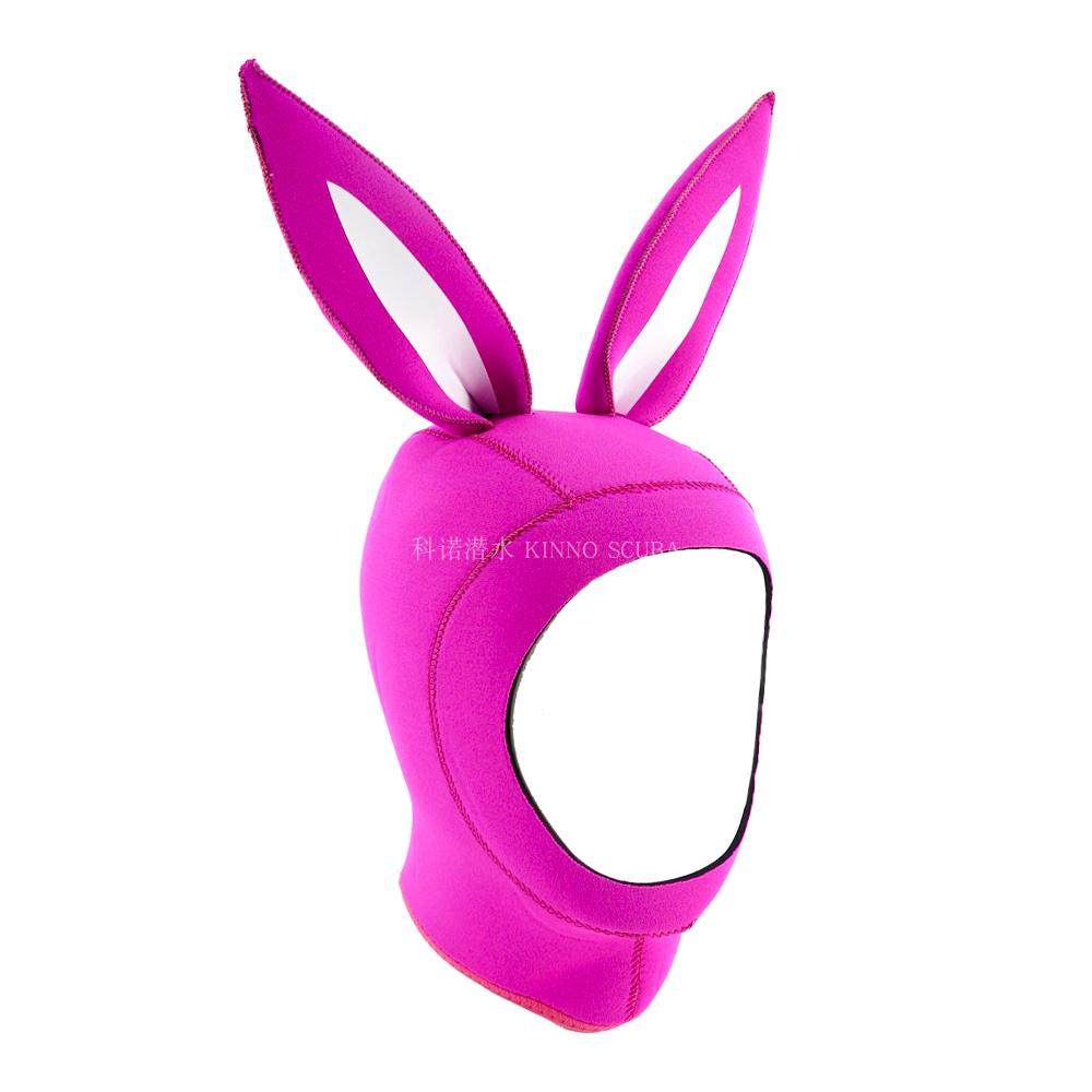 Kinno Scuba 原创正品可爱卡通潜水头套 桃红兔子 3MM舒适 - 图2