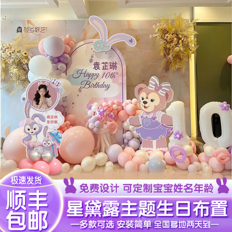 星黛露女孩十周岁10两岁生日装饰场景布置气球儿童十二背景墙kt板,淘宝优惠券,粉丝福利购,淘宝优惠卷