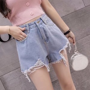 韩版宽松卷边复古阔腿短裤