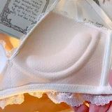 Кружевное нижнее белье, латексный поддерживающий бюстгальтер пуш-ап, кремовый белый бюстгальтер-топ, комплект, бюстгалтер, с вышивкой