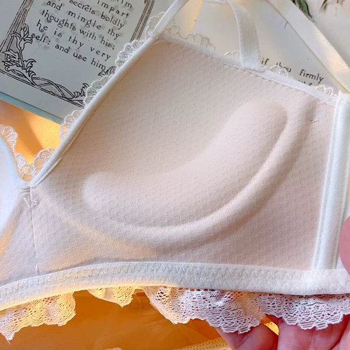 Кружевное нижнее белье, латексный поддерживающий бюстгальтер пуш-ап, кремовый белый бюстгальтер-топ, комплект, бюстгалтер, с вышивкой