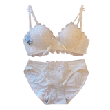 Кружевное нижнее белье, латексный поддерживающий бюстгальтер пуш-ап, кремовый белый бюстгальтер-топ, комплект, бюстгалтер, с вышивкой