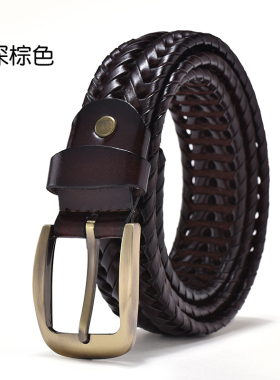编织针扣镂空青年手工休闲皮带