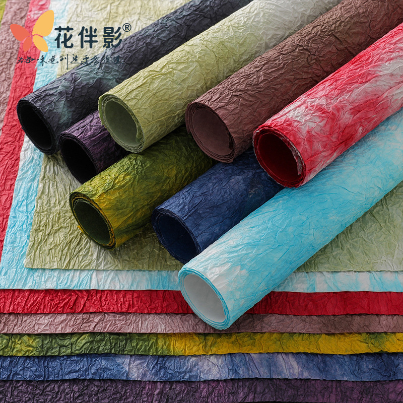 花伴影鲜花包装纸加厚褶皱diy包花纸花束包装纹理内衬 - 图0