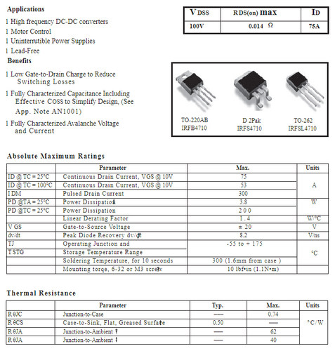 原装进口拆机原字 FB4710 IRFB4710PBF N通道 功率MOS - 图0