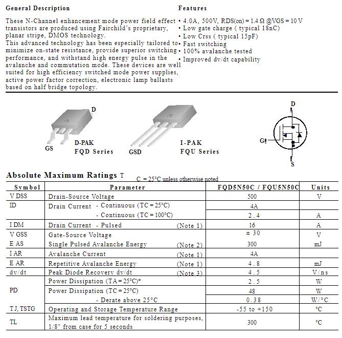 D5NM50 D5NK50Z STD5NM50 FQD5N50C TO-263贴片MOS场效应管-图1