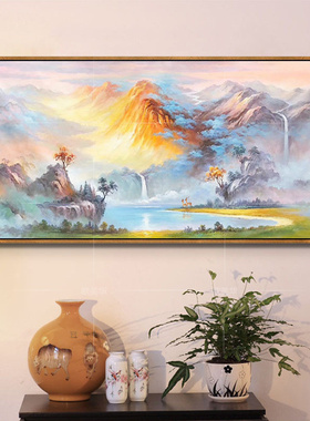 玄关客厅山水画新中式纯手绘