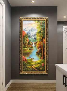 欧式聚宝盆油画玄关壁画餐厅挂画