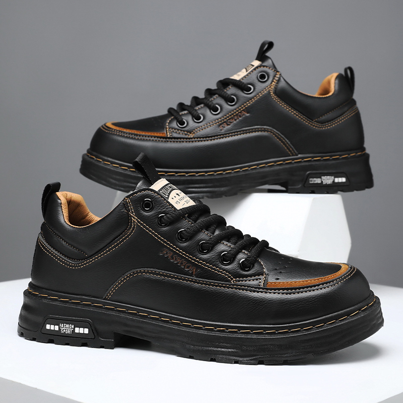 冬季男鞋2025新款工装鞋男士耐磨工作鞋潮流低帮马丁靴休闲运动鞋 - 图1