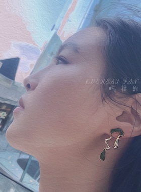 法式艺术冷淡风不对称高级耳环