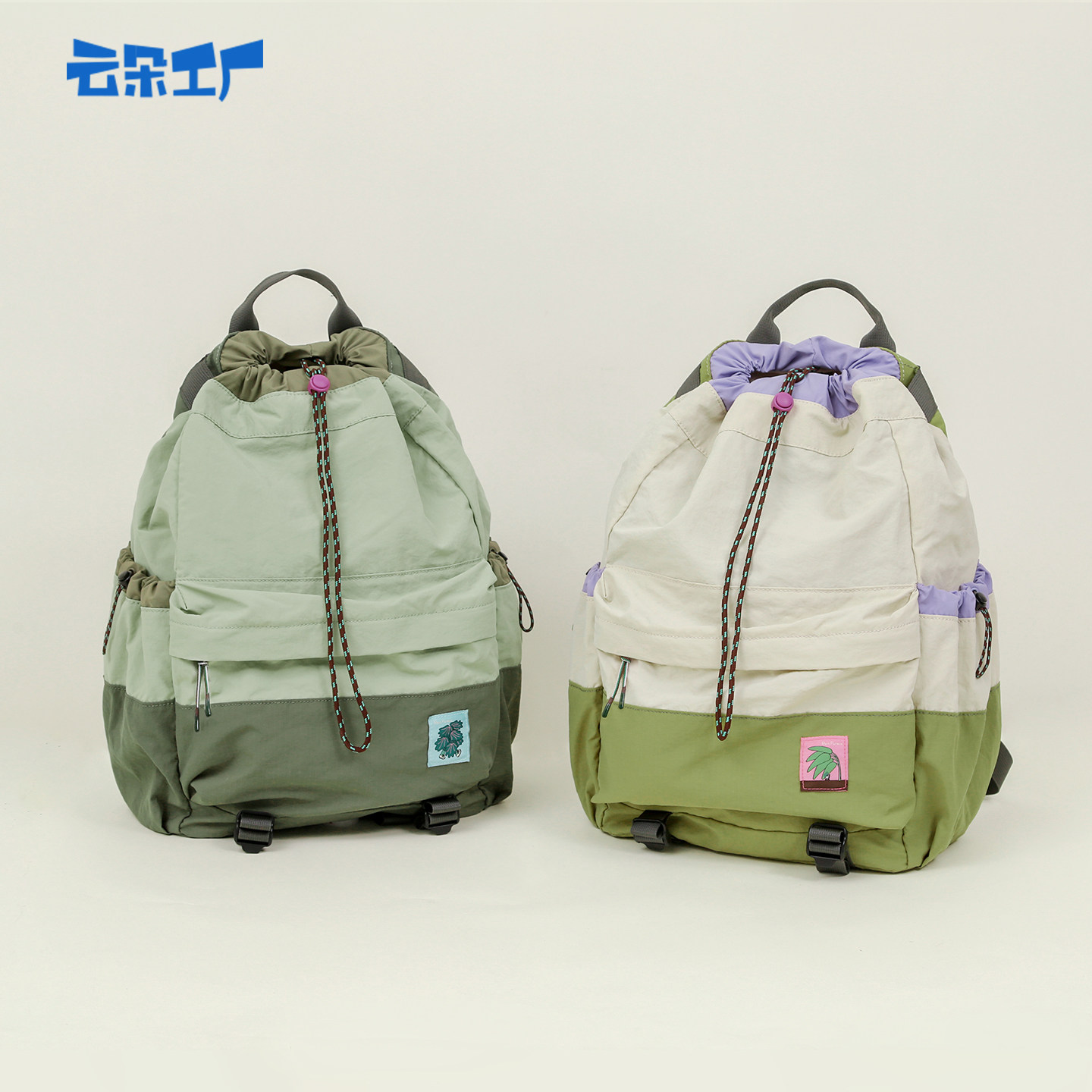 云朵工厂花学家轻便双肩包束口抽绳书包户外运动登山大容量旅行包