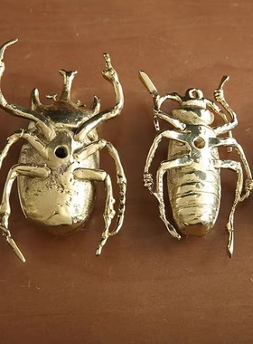 纯铜书压镇纸金色小甲虫摆件工艺品 北欧办公室书房桌面装饰品