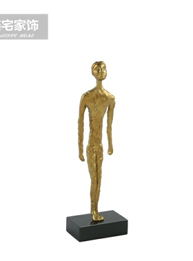 现代轻奢软装样板间书房桌面家居饰品 创意金属铁艺人物摆件遥望