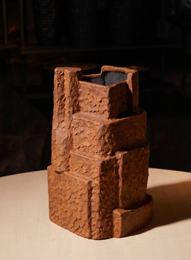 民宿酒店侘寂风陶瓷花瓶真花器客厅台面插花餐桌面装饰烛台摆件