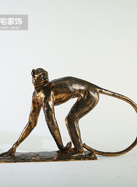 长尾猴摆件 北欧家居装饰品 样板间客厅酒店金属猴子工艺品摆设