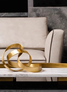 北欧轻奢样板间茶几摆件客厅桌面收纳罐托盘金属烛台陶瓷花瓶组合