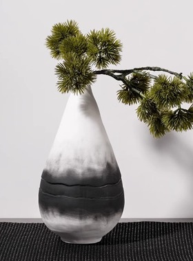 新中式水墨陶瓷花瓶小口花器铸铁壶琉璃茶具套装客厅茶几组合摆件