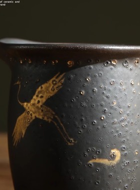 中式禅意飞鹤陶瓷茶壶茶杯茶盘功夫茶具套装 样板房家居茶室摆件