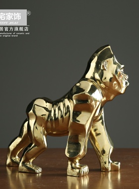 纯铜雕塑工艺品金属猴子摆件北欧轻奢软装样板房家居饰品动物猿猴