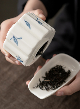 纯手绘兰花茶叶罐陶瓷密封罐迷你罐子便携小号储茶样板间花茶罐