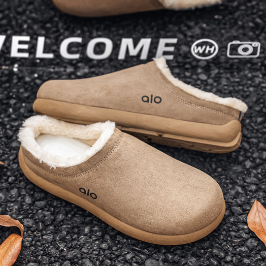 勃肯鞋男冬季休闲复古百搭板鞋男士上班工作加绒保暖软底包头棉鞋