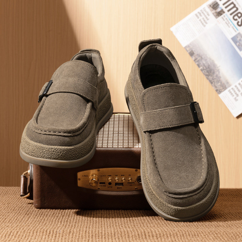 豆豆男鞋冬季翻毛皮休闲皮鞋2026新款复古懒人工作厚底舒适勃肯鞋,淘宝优惠券,粉丝福利购,淘宝优惠卷