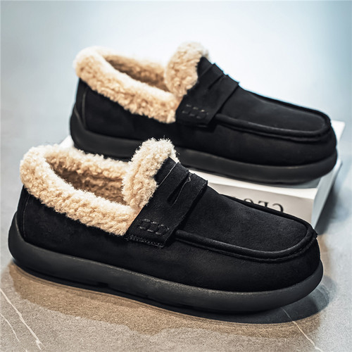 雪地靴男冬季加绒加厚皮毛一体棉鞋男士勃肯鞋保暖防寒小众穆勒鞋 - 图3