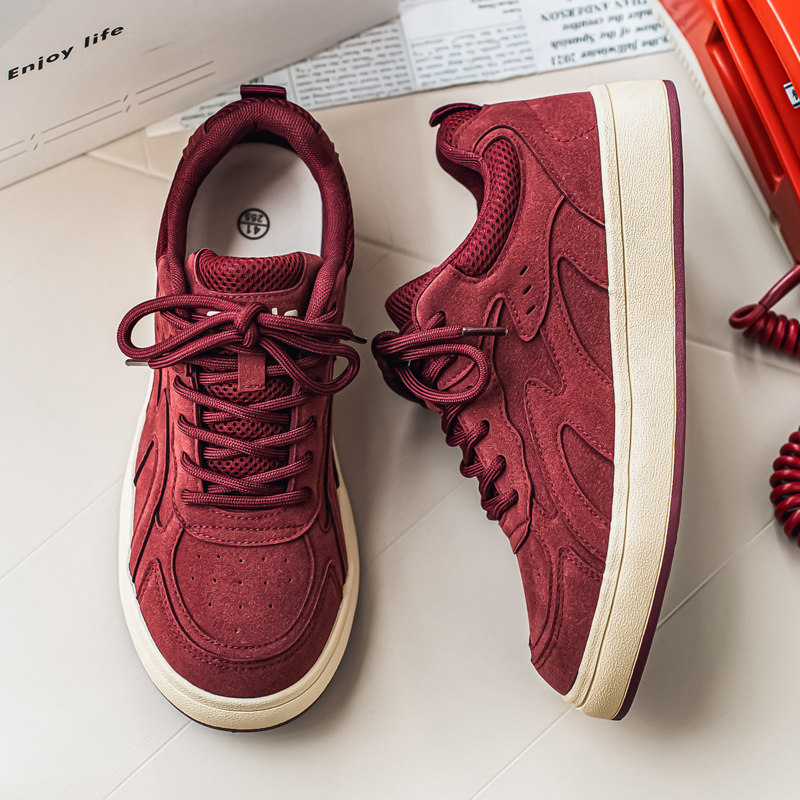 板鞋男鞋子2026新款冬季小众学生厚底增高面包鞋休闲百搭红色潮鞋,淘宝优惠券,粉丝福利购,淘宝优惠卷